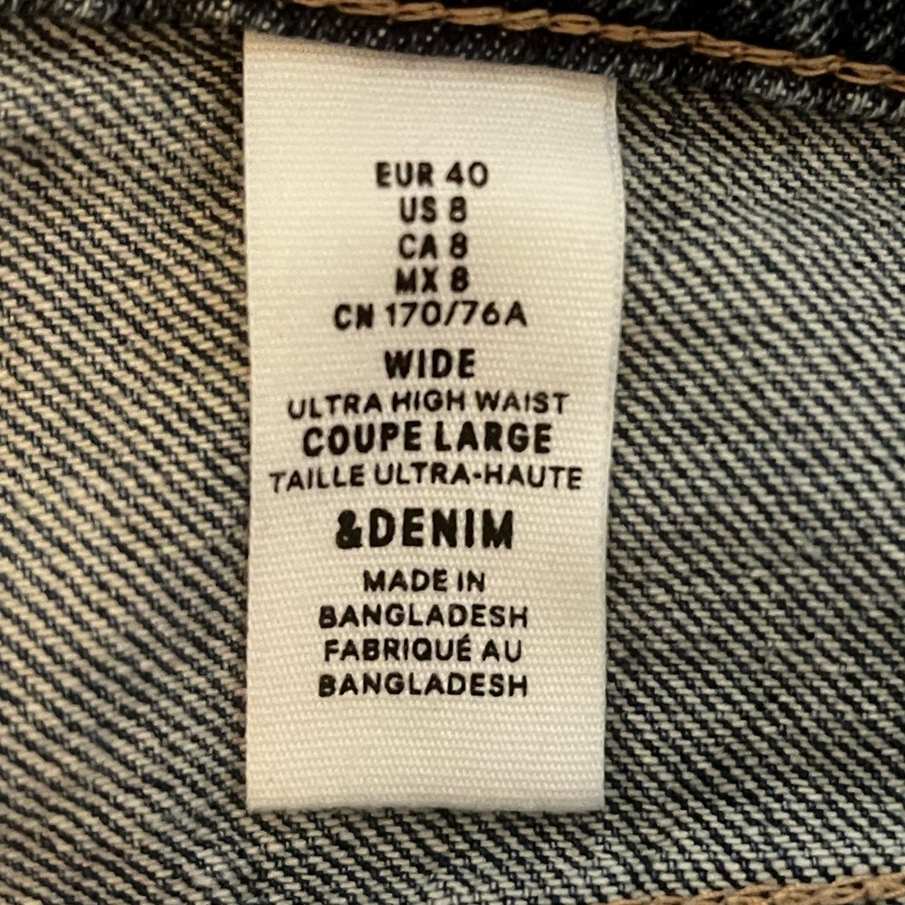 H&M &Denim Ultra High Rise Wide Leg Baggy Fit Jeans, Size 8 - Picture 7 of 11